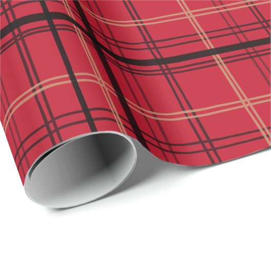 Red Tartan Kerst Vakantie inpakpapier (Rol Hoek)