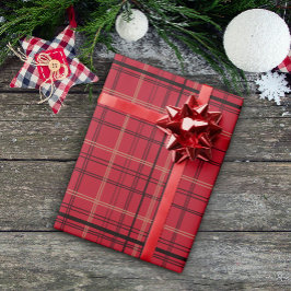 Red Tartan Kerst Vakantie inpakpapier