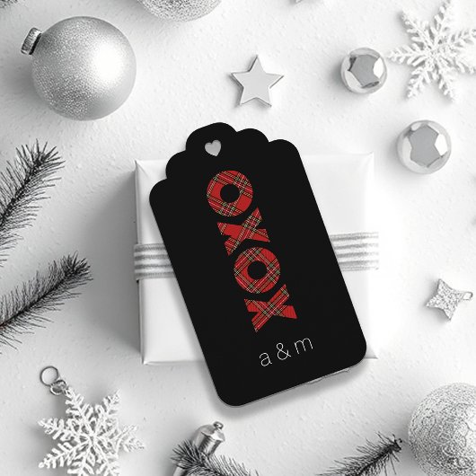 Red Tartan Kerstmis Bedankt Cadeaulabels