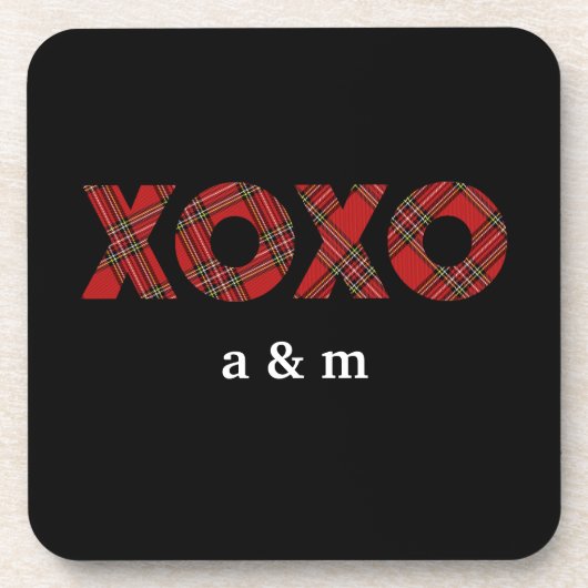 Red Tartan Kerstpatroon Bier Onderzetter (Voorkant)