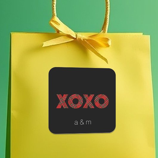 Red Tartan Kerstpatroon Vierkante Sticker