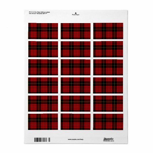 Red Tartan Labels (Full Sheet)