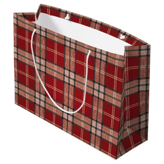 Red Tartan Large Cadeautasje (Achterkant Gekanteld)