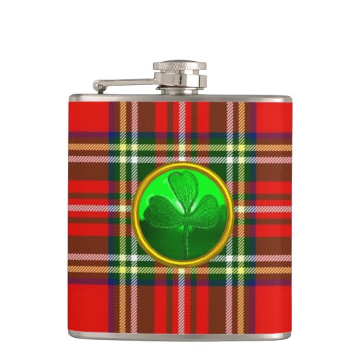 RED TARTAN MET GREEN SHAMROCK HEUPFLES (Voorkant)
