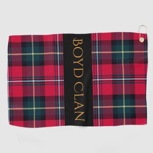 Red Tartan met naam of Initiaal(en) Golfhanddoek (Horizontaal)
