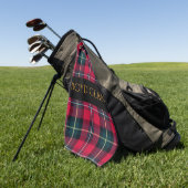 Red Tartan met naam of Initiaal(en) Golfhanddoek (Groen)