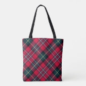 Red Tartan met uw Initiaal(en) Tote Bag (Achterkant)