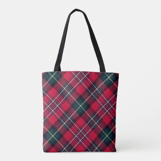 Red Tartan met uw Initiaal(en) Tote Bag (Achterkant)