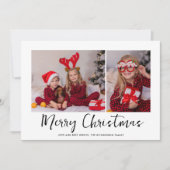 Red Tartan Minimal Christmas Photo Feestdagenkaart (Voorkant)