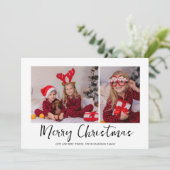 Red Tartan Minimal Christmas Photo Feestdagenkaart (Staand voorkant)