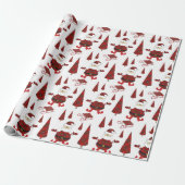 Red Tartan Mode Santa Pattern Cadeaupapier (Uitgerold)