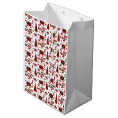 Red Tartan Mode Santa Pattern Medium Cadeauzakje (Voorkant Gekanteld)