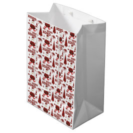 Red Tartan Mode Santa Pattern Medium Cadeauzakje
