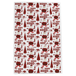 Red Tartan Mode Santa Pattern Medium Cadeauzakje