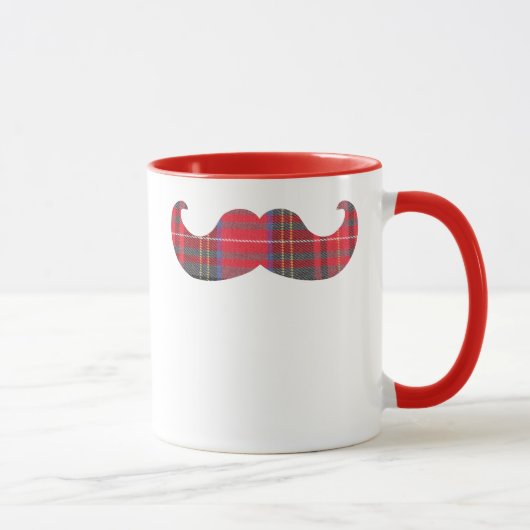 Red Tartan Mustache Mok (Rechts)