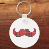 Red Tartan Mustache Sleutelhanger (Voorkant)