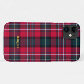 Red Tartan Phone Case met naam of Initiaal (Achterkant (horizontaal))