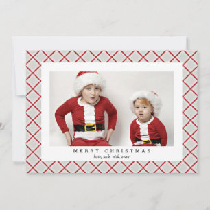 Red Tartan Photo Card voor kerstFeestdagen Feestdagenkaart