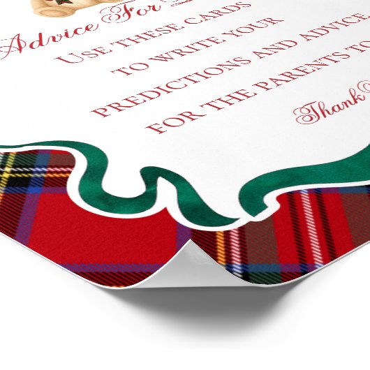 Red Tartan Plaid Christmas Bear Advice for Baby Poster (Hoek)