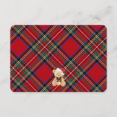 Red Tartan Plaid Christmas Bear Baby Registry Informatiekaartje (Achterkant)
