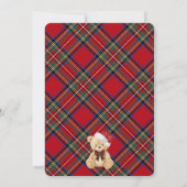 Red Tartan Plaid Christmas Bear Baby Shower Kaart (Achterkant)