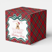 Red Tartan Plaid Christmas Bear Birthday Favor Box Bedankdoosjes (Achterkant)