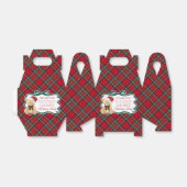 Red Tartan Plaid Christmas Bear Birthday Favor Box Bedankdoosjes (Uitgevouwen)