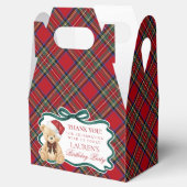 Red Tartan Plaid Christmas Bear Birthday Favor Box Bedankdoosjes (Geopend)