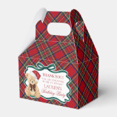 Red Tartan Plaid Christmas Bear Birthday Favor Box Bedankdoosjes (Voorkant Zijde)