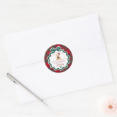 Red Tartan Plaid Christmas Bear Birthday Favor Ronde Sticker (Envelop)