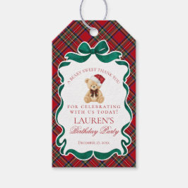 Red Tartan Plaid Christmas Bear Birthday Favors Cadeaulabel
