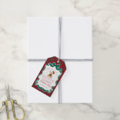 Red Tartan Plaid Christmas Bear Birthday Favors Cadeaulabel (Met Touw)