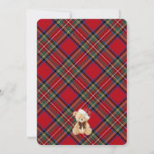 Red Tartan Plaid Christmas Bear Birthday Kaart (Achterkant)