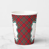 Red Tartan Plaid Christmas Bear Birthday Party Papieren Bekers (Links)