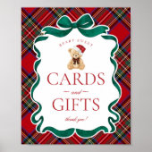 Red Tartan Plaid Christmas Bear Cards & Gifts Poster (Voorkant)
