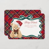 Red Tartan Plaid Christmas Bear Details Informatiekaartje (Voorkant / Achterkant)