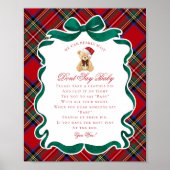 Red Tartan Plaid Christmas Bear Dont Say Baby Game Poster (Voorkant)