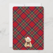 Red Tartan Plaid Christmas Beary First Birthday Kaart (Achterkant)