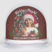 Red tartan plaid Custom photos Christmas Sneeuwbol (Voorkant)