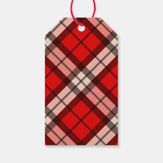 Red Tartan Plaid Dank u vakantie cadeau label Cadeaulabel (Achterkant)