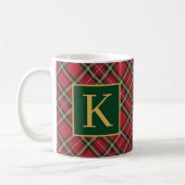 Red Tartan Plaid Gold Monogram Koffiemok (Links)