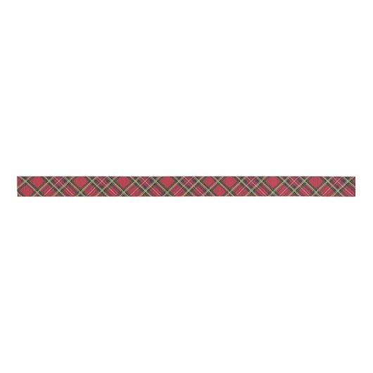 Red Tartan Plaid Ribbon – Holiday Gift Wrap Grosgrain Lint (Voorkant)