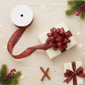 Red Tartan Plaid Ribbon – Holiday Gift Wrap Grosgrain Lint