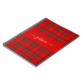 Red tartan plaid script name binder notitieboek (Linkerzijde)
