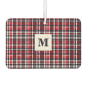 Red Tartan Plaid Stijlvolle Monogrammed Winterwage Luchtverfrisser (Achterkant)