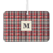 Red Tartan Plaid Stijlvolle Monogrammed Winterwage Luchtverfrisser (Voorkant)