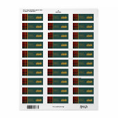 Red Tartan Plaid Vrolijk Kerstfeest Etiket (Full Sheet)