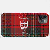 Red Tartan Pset Checkered Scotland Monogram Name Case-Mate iPhone Case (Achterkant (horizontaal))