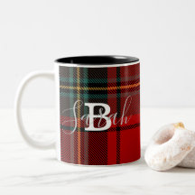 Red Tartan Pset Checkered Scotland Monogram Name