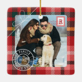 Red Tartan Pset Delivery Parcel 2 Fotofamilie Keramisch Ornament (Achterkant)